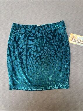 **NWT** Mudd Teal Patterned Velvet Mini Skirt-Jr Sz XS